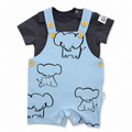 Boys Elephant Overall with T-Shirt Set - 2 Pieces