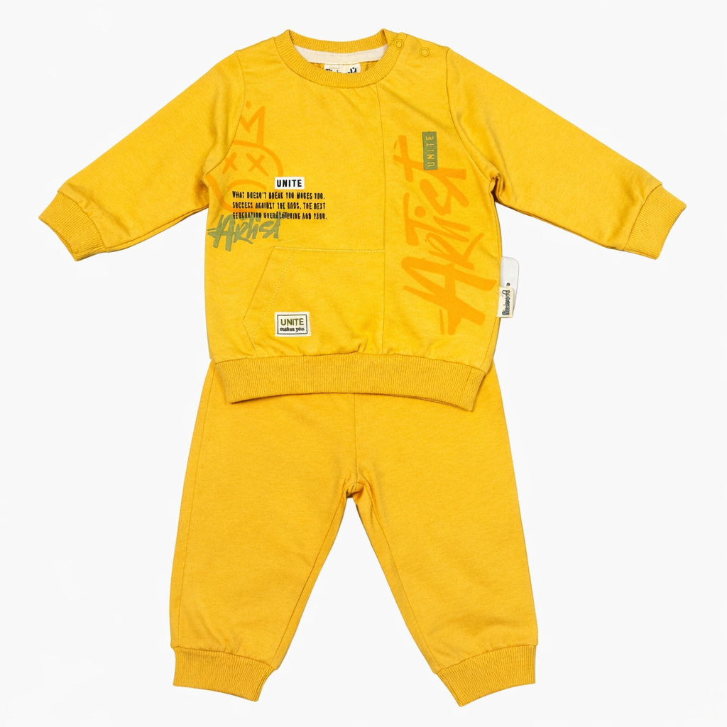 Mustard Boys 2-Pieces Cotton Hoodie & Sweatpants Set