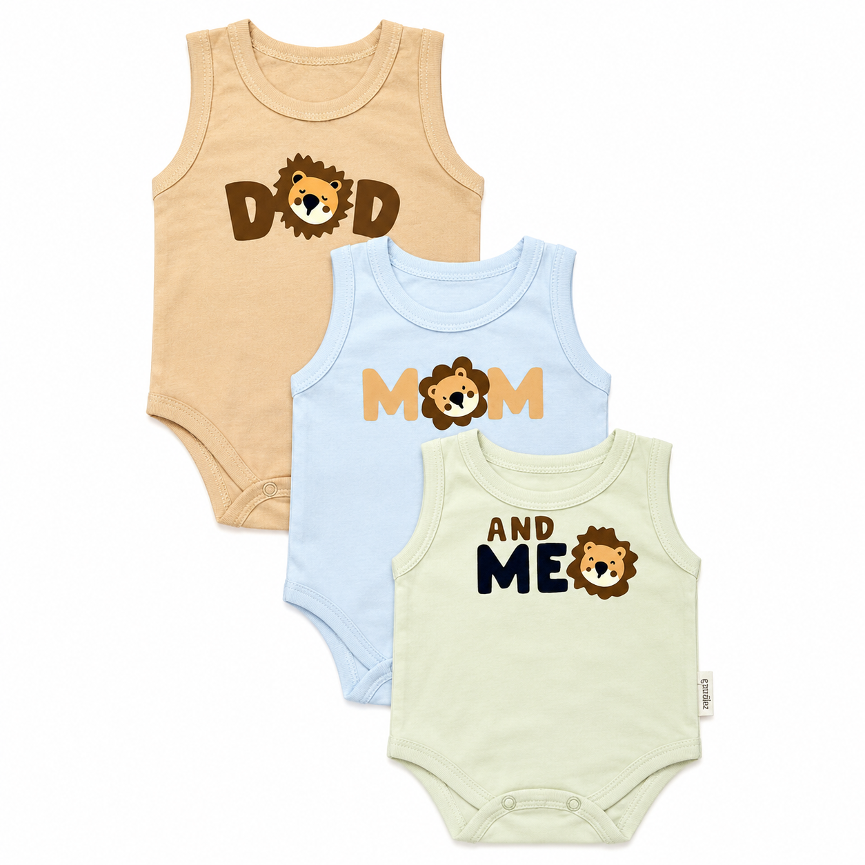 Boys Cotton Bodysuit Set – 3 Pieces