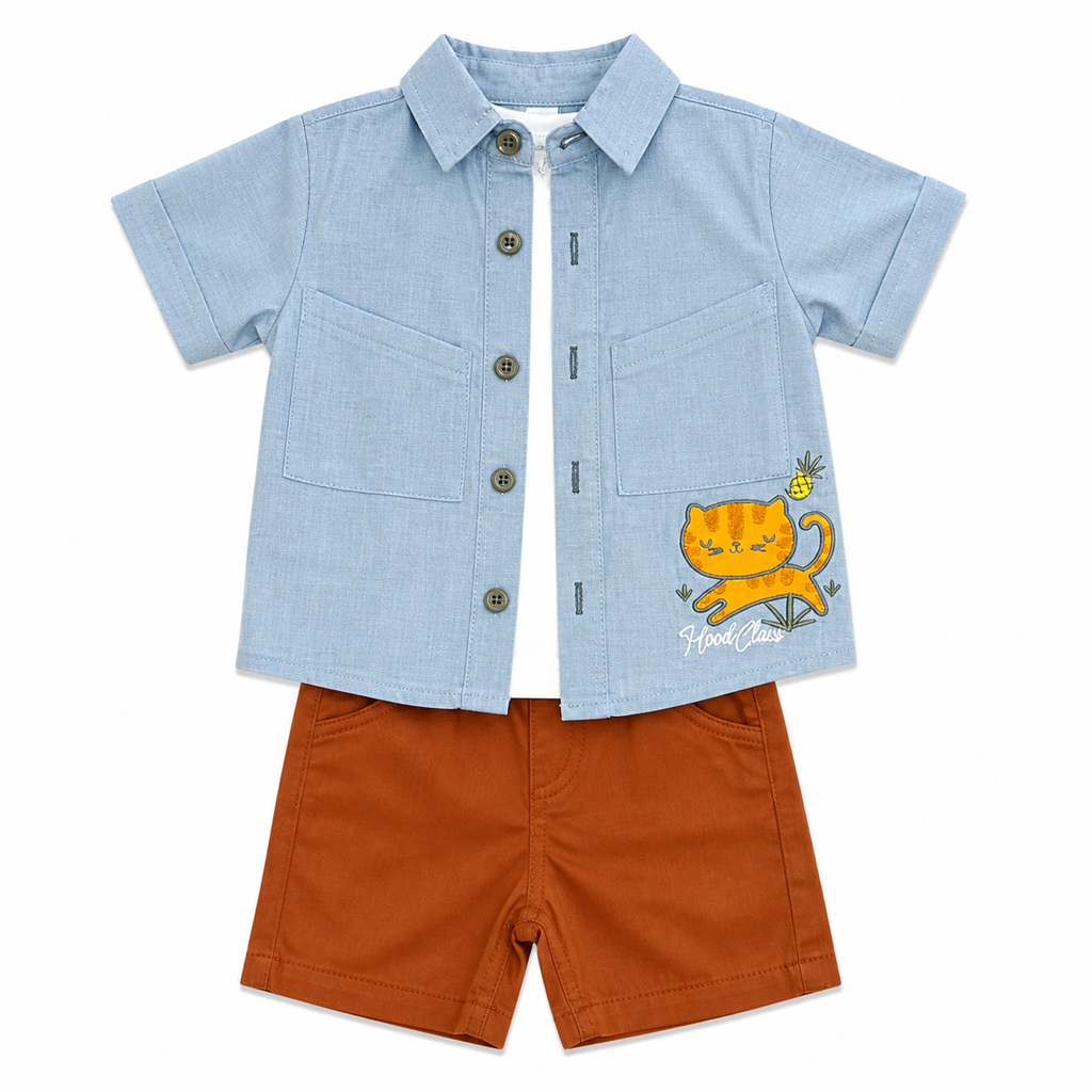 Boys 3-Piece Linen Chemise Set