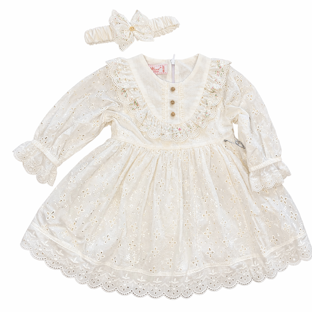 Girls White Dress with Bandana