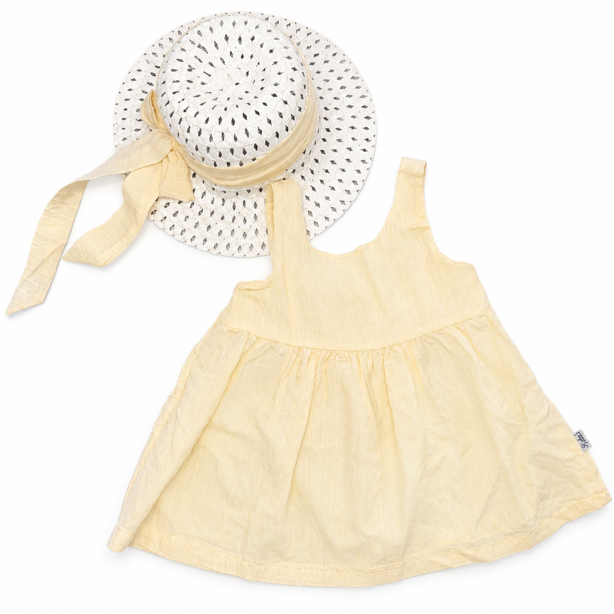 Girls Satin Texture Dress with Hat Set - 2 Pieces