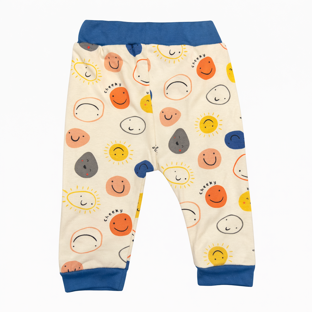 Boys 3-Pieces Cotton Smiley Set – White & Blue Spring Collection